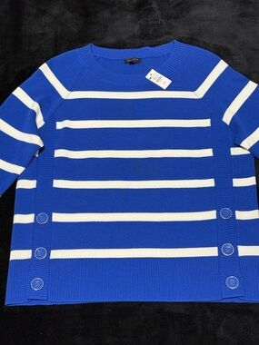 NWT Talbots Cotton Blend Stripe Sweater. Sz MP